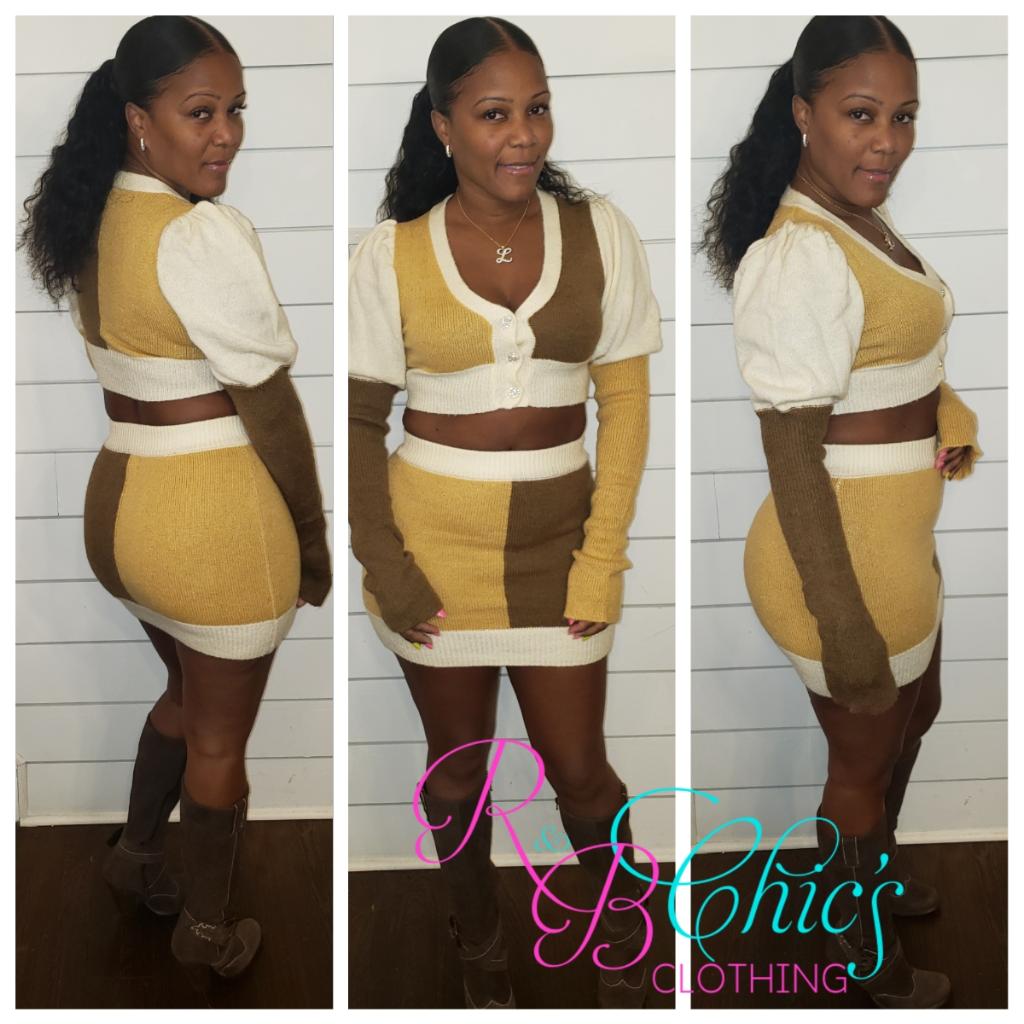 3 Shades of Nude Mini Skirt Set